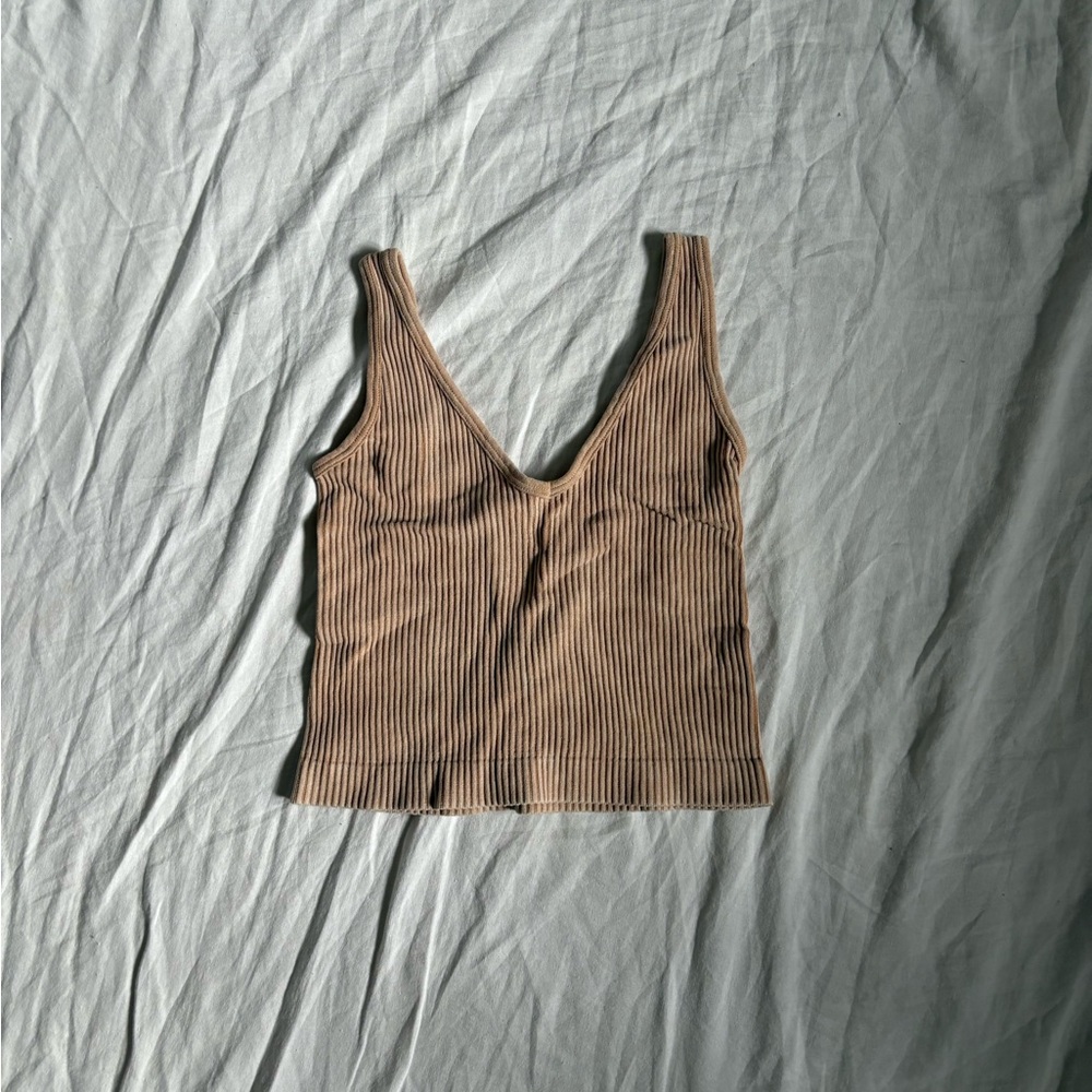 Aura Cream Tan Crop/Tank Top